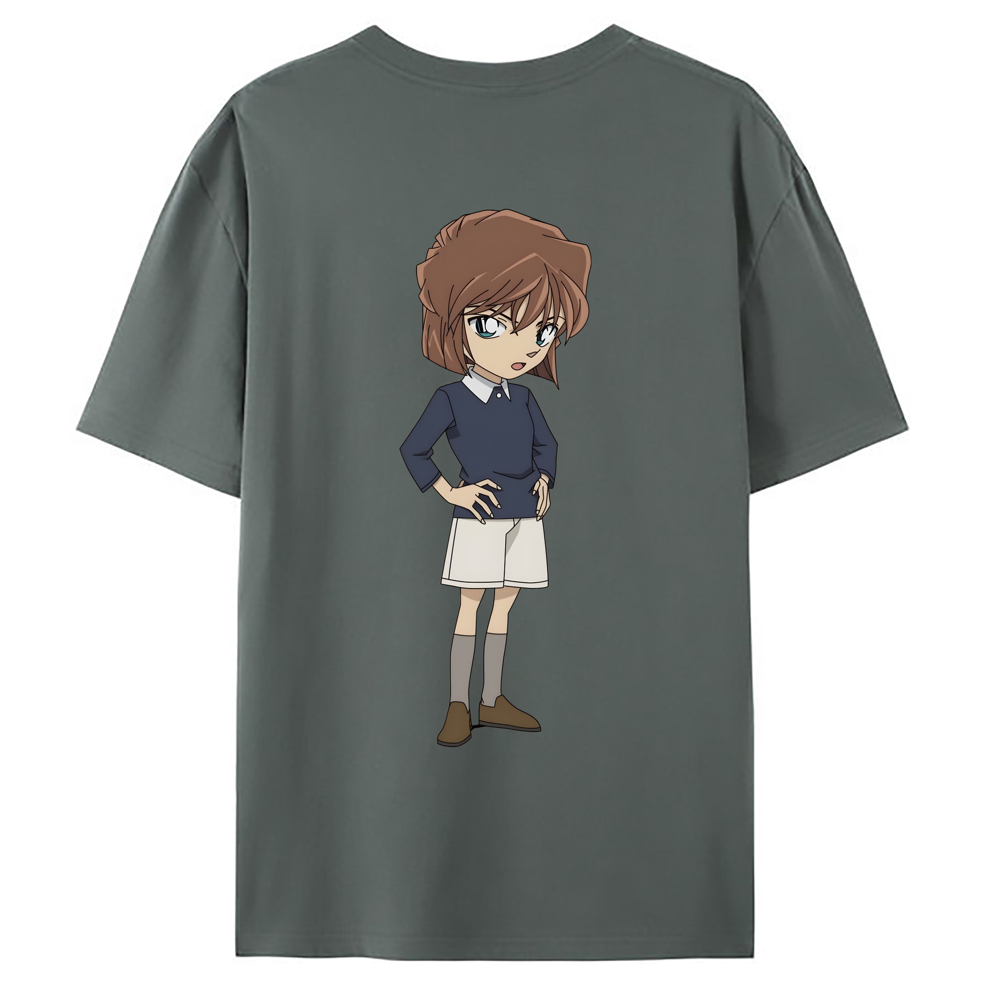 （画像用） 名探偵コナン 灰原 哀 はいばら あい Detective Conan Anita Hailey、Vi Graythorn Haibara Ai 綿100％ メンズ半袖Tシャツ（バックプリント） 通気性